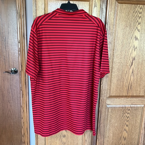 Nike red/maroon striped DRI-FIT short sleeved polo shirt.  Size XXL - Picture 4 of 7